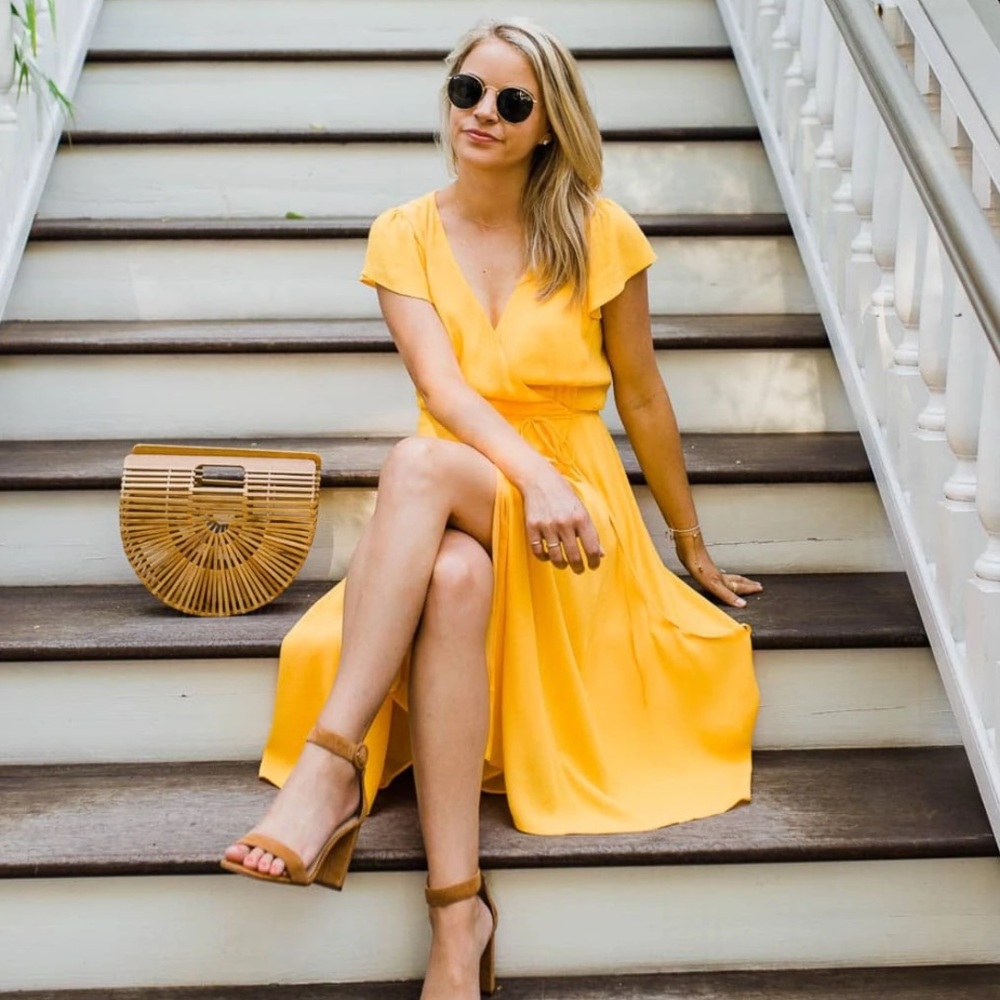 Ann Taylor yellow wrap dress